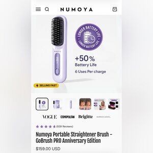 Portable Straightener Brush GoBrush PRO - Lavender